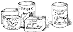Drawing of several cans of food.