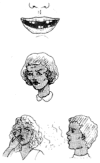 Drawing of various faces.