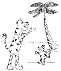 Drawing of the adult tiger speaking to the small tiger.