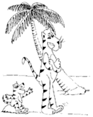 Drawing of the small tiger speaking to the adult tiger.
