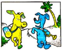 Drawing of the horse and dog walking down the road together.