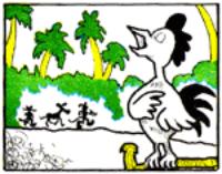 Drawing of a rooster crowing.