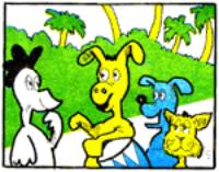 Drawing of the animals speaking to each other.