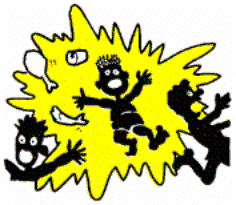 Drawing of the men being frightened.