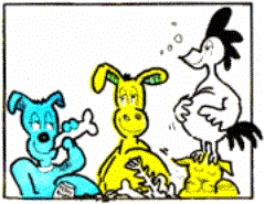 Drawing of the animals finished eating.