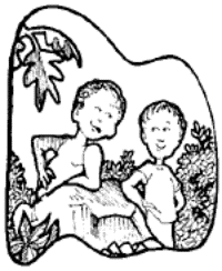 Drawing of two boys talking.