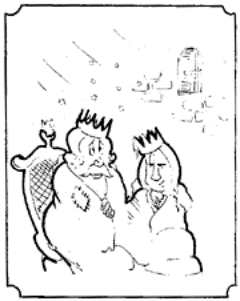 Drawing of a king and queen on thrones.