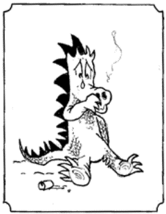 Drawing of a dragon crying.