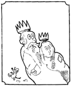 Drawing of a frightened King and Queen.